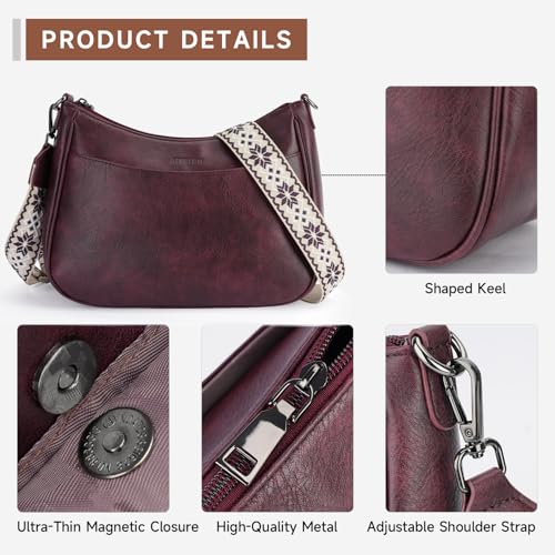 APHISON Trendy Leather Crossbody Purse with Adjustable Strap, Women's Shoulder Handbag - color: 07-grape