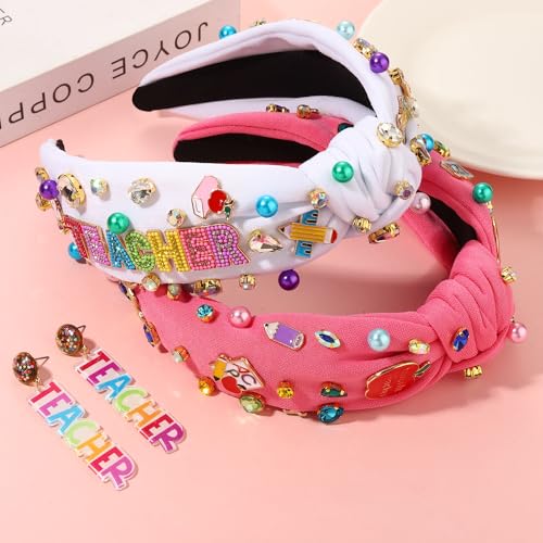 PHALIN Teacher Headbands for Women, Pencil Printed Wide Knotted Headbands, Teacher Appreciation Gifts, Back To School Hair Accessory Gifts (Pattern C)