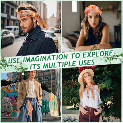 Large Cotton Bandanas for Women, 27 x 27 inch Hair Neck Scarf, Headband Square Scarf - color: Orange & Yellow