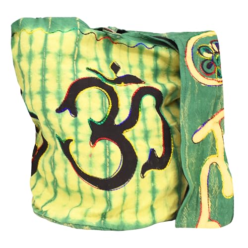 Mandala Crafts Hippie Bag, Large Boho Hobo Purse for Women, Crossbody Shoulder Sling Bags for Indie Style Bohemian Accessory - style: Green Om