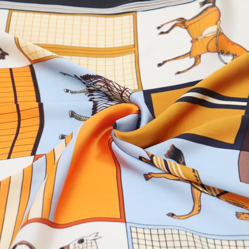 vimate Head Scarf for Women Hair 27'' Square Satin Silk Feeling Bnadana Neck Scarf Handbag Accessories Etc - color: D101#.2 Pack-horse and Carriage