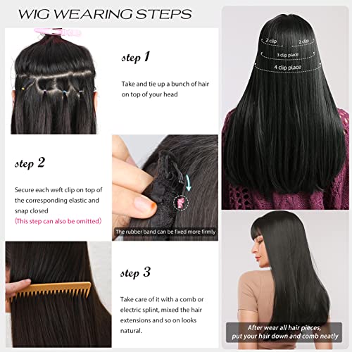 Synthetic Hair Extensions Platinum Blonde 20 Inch Full Head Ice Blonde Hair #60 Clip in Extensions 4 Pcs - color: 60# - Platinum Blonde