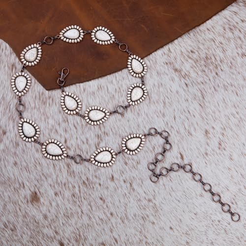 Montana West Rustic Couture's Large Western Concho Metal Belts for Women Cowgirl - color: Buttery White
