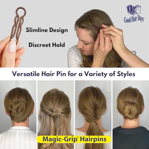 Magic-Grip Hair Pins Set of 10 by Good Hair Days Color: Shell - color: Tortoise Shell Brown, size: Set of 10