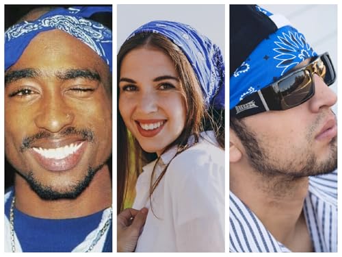 Gift Packaging Bandana for Men Women - 100% Cotton, Paisley, 22x22 In, 1 Pack - Large Bandanna Handkerchief Cowboy Hanky - color: Royal Blue