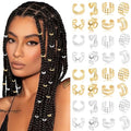 40PCS Hair Jewelry for Braids Gold&Silver Hair Cuffs Adjustable Braid Jewelry Non-Piercing Ear Clips Loc Dreadlock Accessories for Women and Girls - color: 1-Gold&Silver
