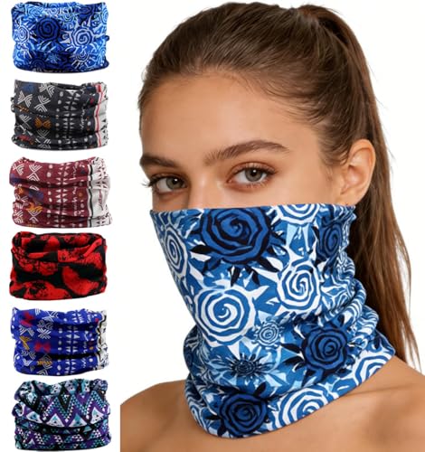 KINREE 6PCS Outdoor Magic Scarf, Elastic Headbands, Headscarves, Headwear, Mask - color: Retro Style