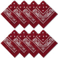 Raylarnia 8 PCS 100% Cotton Bandanas, 22 Inchs Multi-Purpose Bandana Scarfs Headbands for Men and Women - color: 8-burgundy