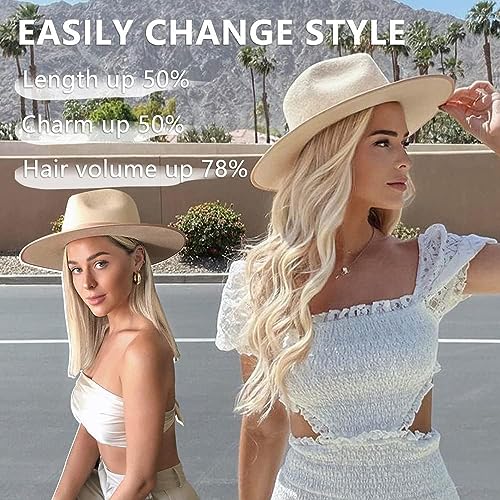 Clip in Long Wavy Synthetic Hair Extension 20 Inch 4PCS Ash Brown Mixed Light Blonde Hairpieces Fiber Thick Double Weft Hair Extension for Women(4pcs, 20Inch, Ash Brown Mixed Light Blonde) - color: Ash Brown Mixed Light Blonde