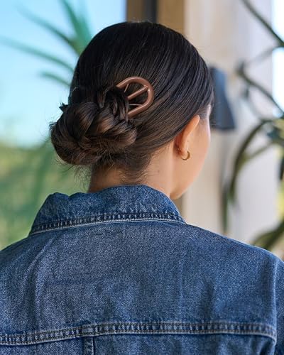 French Hair Pin for Women - U-Shaped Hair Fork for Updos, Chignons & French Twists, Durable Acrylic, Secure & Elegant Styling for All Hair Types (Neutral Colors) - color: Neutral Colors