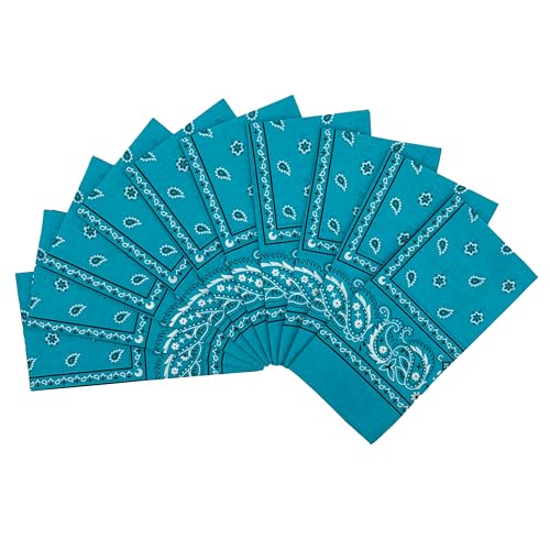 Vamqor 100% Cotton 10 Pack Fine Bandanas - color: Turquoise