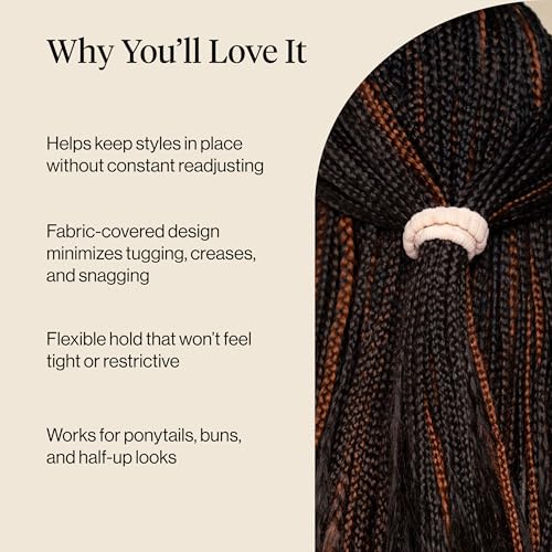 Kitsch Ribbed Hair Ties No Damage - Strong, Stretchy & Snag-Free Hair Bands | Soft Fabric Ponytail Holders, Stylish Elastics for Everyday Hairstyles | Ideal Gifts for Women - Blush, 10pcs - color: Blush Ribbed (Pack of 10)