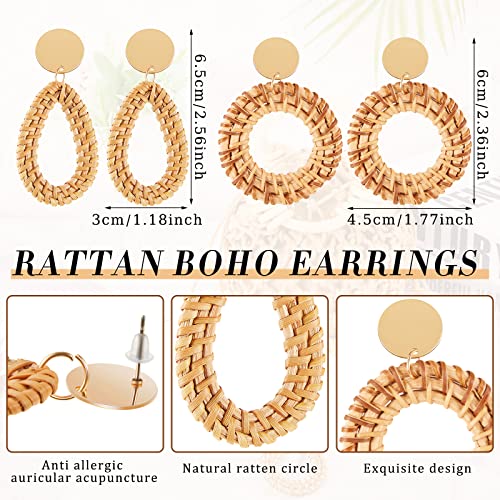 Sweetude Mini Clutch Tote Handbag 2 Pairs Rattan Earrings for Women Crossbody Bag Bohemian Woven Clutch Bucket Handbag - style: Classic