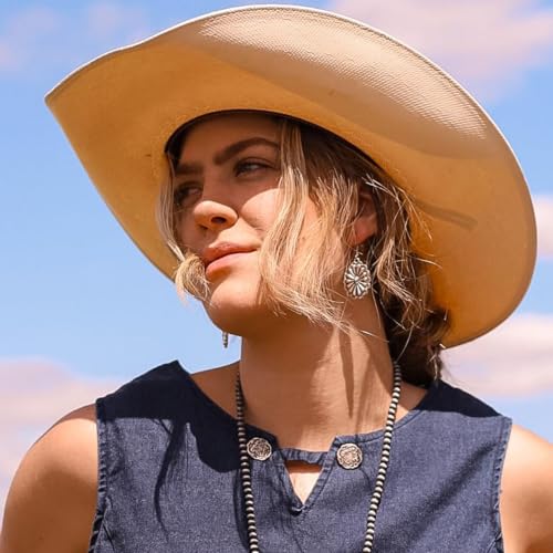 Rustic Couture's Western Earrings for Women Cowgirl Country Concho Dangling Western Statement Jewelry - color: D-Silver