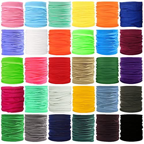 12-30 Pieces Neck Gaiters Scarf Head Wrap Headwear Balaclava Face Mask Sun Bandanas for Women Men Running,Cycling,Fishing - color: 30pcs-multicolor