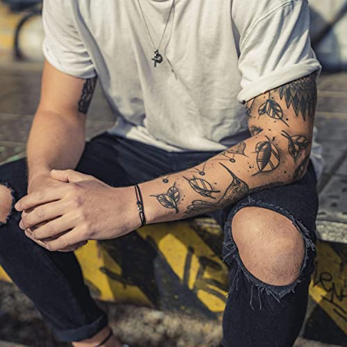 Made by Nami Nautical Rope Bracelet for Men Waterproof & Adjustable Wrap String Bracelets with Snap Hook Gift for Him - color: Black Silver