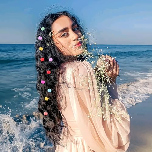 Hair Beads, 100 Pcs Rainbow Mini Hair Clips Braid Clips, Plastic Tiny Hair Claw Clips Cute Candy Colors Hair Decorations Colorful Beads Clip Wear Hair Accessories for Women and Girls (Mixed Colors) - color: Multicolor