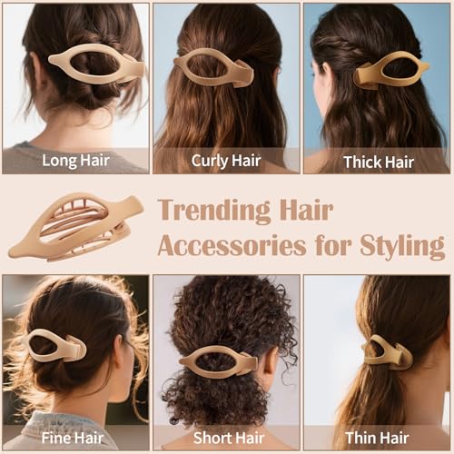9 Pack Flat Hair Clips for Women, Matte Claw Clips for Thick & Thin Hair（Yellow) - color: Yellow-Regular