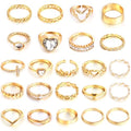 CHICUTIE Gold Knuckle Rings Set For Women Stackable Joint Finger Midi Rings Dainty Cubic Crystal Zirconia Hollow Twist Cute Pack Jewelry Gift - style: 23PCS GOLD