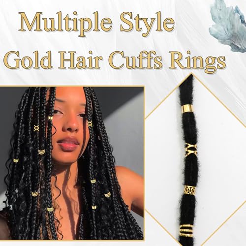 40PCS Gold Hair Jewelry for Braids - Multi Style Cuffs, Rings, Adjustable Beads for Braid Loc Dreadlock Accessories - Women and Girls - color: Silver-6