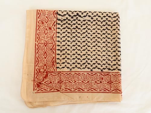 Boho Soft 100% Cotton Bandana, Bohemian Style Cotton Neck Scarf, Women Men Girl Boys Bandana, Handblock Printed Scarf 21X21 Inches