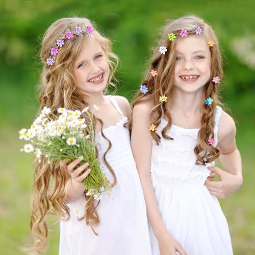 Mini Flower Hair Clips 100Pcs, Small Hair Clips Mini Claw Clips Cute Jaw Clips Hair Pins Hair Barrettes Hair Accessories for Women Girls Kids Teens - color: Multicolor