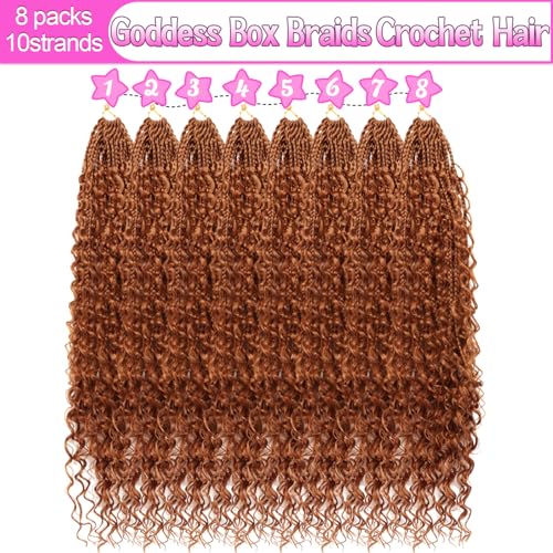 Goddess Boho Box Braids Crochet Hair-8 Packs 24 Inch Crochet Box Braids for Black Women Pre Looped (#30, 24 Inch (Pack of 8)) - color: #30, size: 24 Inch (Pack of 8)