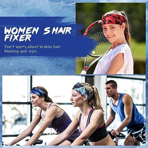 18 Pcs Sports Sweatbands for Men Women Camo Headbands Workout Non Slip Headbands Breathable Head Band Fitness Stretchy Unisex Hairband for Yoga Running Cycling Ball - color: Vibrant Colors