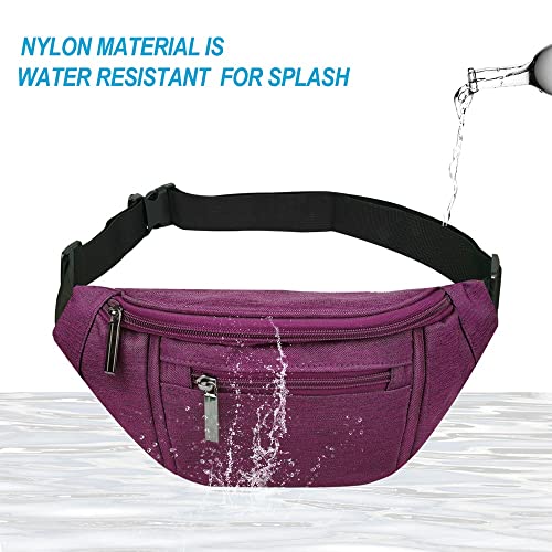 Crossbody Fanny Pack for Women Fashionable,Fashion Waist Bag Purse,Belt Bag for Travel Walking Running Hiking Cycling,Easy Carry Any Phone,Wallet (Purple) - color: Purple