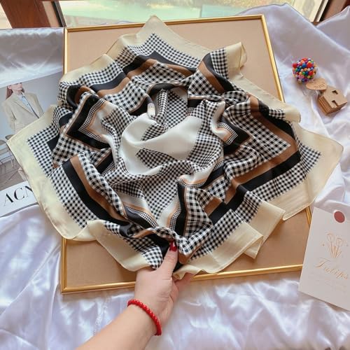 Sumolux Head Hair Scarf for Women Like Satin Silk Scarf Bandana Hair Wrapping Night Large Square Scarves 27.5" - color: Black Square