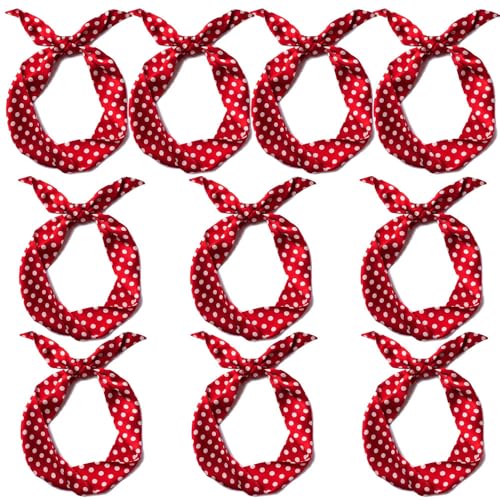 10 Pcs Long Thin Small Skinny Scarf Satin Neck Tie Ribbon Choker for Women Girls - color: Dot Red