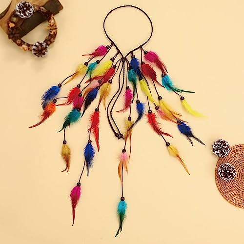 Colorful Feather Headband Rainbow Pride Hair Accessories for Women