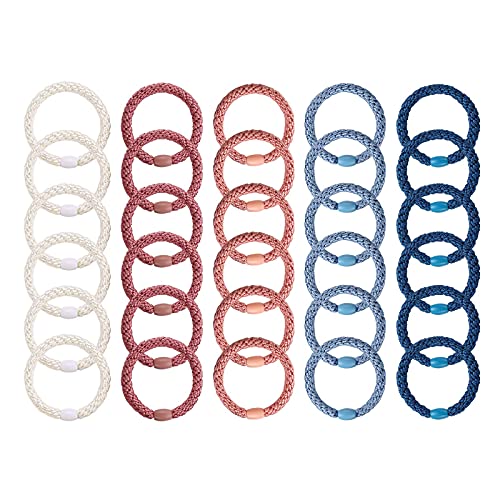 Hair Ties for Girls Women, Funtopia 30 Pcs Elastics Hair Bands Ponytail Holders for Thick Hair, No Damage No Crease Hair Elastics 3.Multicolor - color: 3.Multicolor