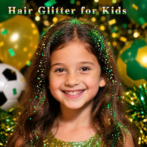 MEICOLY Green and Yellow Hair Glitter,Brazil Body Glitter,Gold Green Hair Sparkle Brasil Face Glitter Makeup for Mardi Gras Carnival Irish Festival Party,Body Glitter Accessories for Women - color: gold and green face glitter