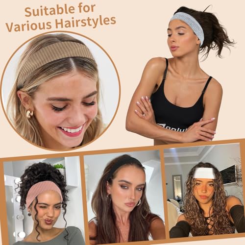 8 Packs Knitted Thick Headbands for Women Fashion Wide Hairbands Non Slip Boho Head Bands Workout Outdoor Yoga Sports Hair band Hair Accessories - color: muti-color-3