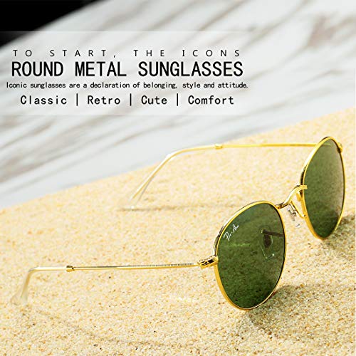 Pro Acme Polarized Round Sunglasses for Women Men Classic Retro Circle Metal Sun Glasses 50mm - color: D Gold Frame G15 Lens