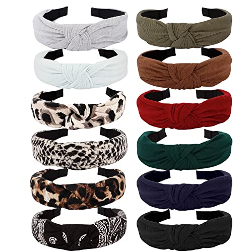VELSCRUN 12 Pack Flower Headbands Non Slip Wide Girls Cute Boho Knotted Head Bands Hair Accessories Fashion Birthday Gifts for Women - color: headbands 03