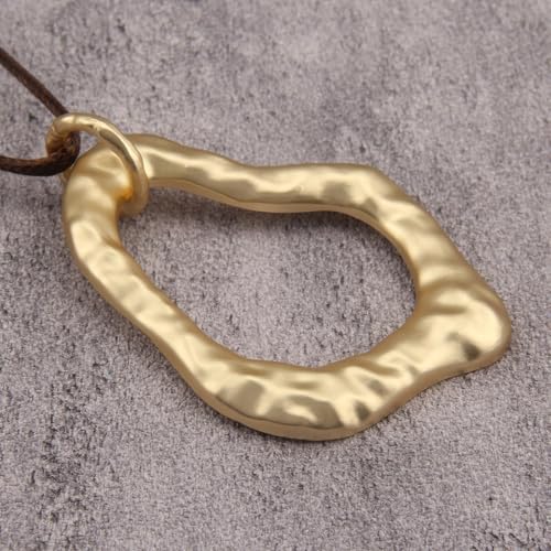 Bohemian Women's Leather Long Pendant Necklace Sweater necklace Adjustable Retro Woven Handmade Jewelry - color: Gold Lrregular