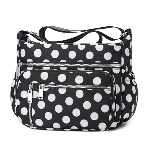 NPBAG Crossbody Bag for Women, Shoulder Purse Handbag Messenger Bag, Trendy Pocketbooks, Waterproof and Multi-Pockets - color: Polka Dots