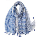 WaJuemy Travel Boho Scarf for Women Casual Lightweight Pashmina Scarves Fashion Multicolor Shawl Wraps with Fringed Beads - color: 01 Navyblue