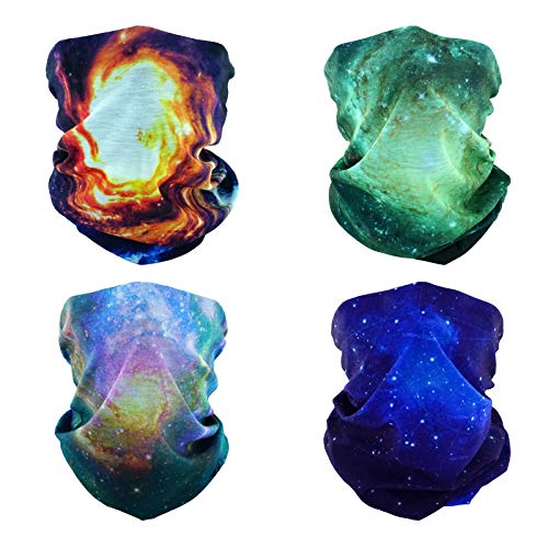 4 Headband Bandana Balaclava Half Face Mask Shield Head Hair Scarf Neck Gaiter Hat Multipurpose For WoMen Men Breathable Reusable Washable Universe Nebula Galaxy Blure Orange Green - color: 4x Galaxy Seamless Half Face Mask #1