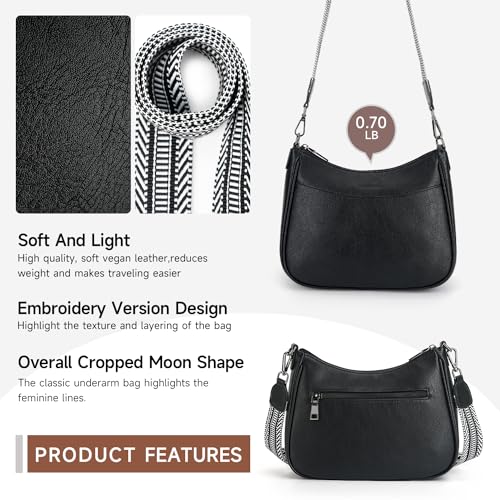 APHISON Trendy Leather Crossbody Purse with Adjustable Strap, Women's Shoulder Handbag - color: Black2