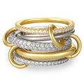 Gold Stackable Rings for Women Non Tarnish, 18k Gold Plated Cubic Zirconia Rings, Exquisite Silver Gold Multi Ring Mixed Metals Stack Jewelry Set Size 6-10 - color: 5PCS, size: 6