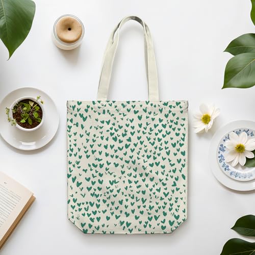 itgowisa Canvas Tote Bag for Women, Tote Bag with Zipper Inner Pocket, Zippered Canvas Bag for Shopping Work Grocery Everyday - style: Heart
