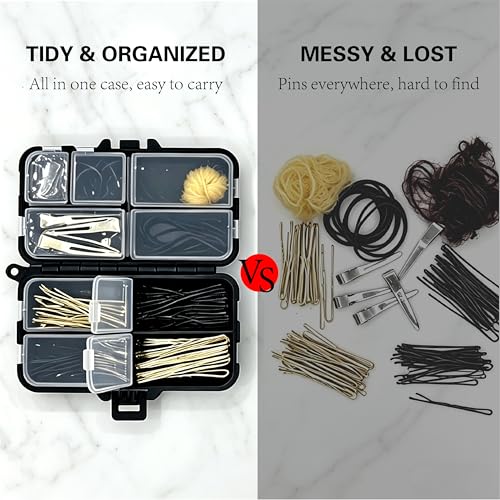 Hair Accessories Kit, Bobby Pins Set with Storage Box, Dance Competition Essentials Hair Styling Kit for Women Travel Ballet Updo Hairstyles(Black) - color: Black