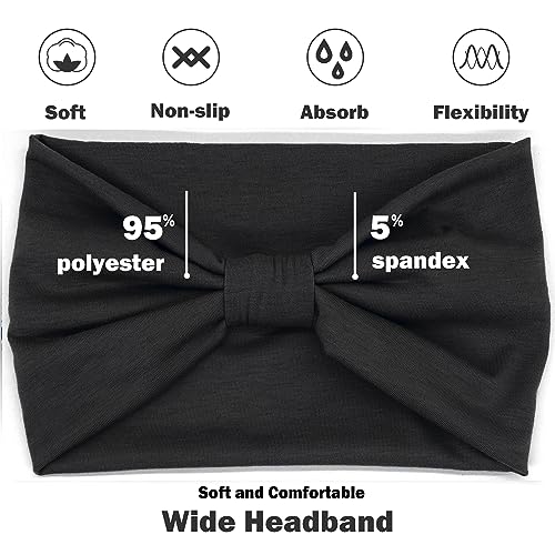 IVARYSS Wide Headbands for Women, Black Knotted Head Wraps Turbans, Large African Style Head Bands Hair Accessories, 6 Pack - color: Black Color