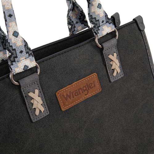 Montana West Wrangler Tote Bag for Women Aztec Western Retro Purse Top Handle Handbags - color: A-aztec-dark Black