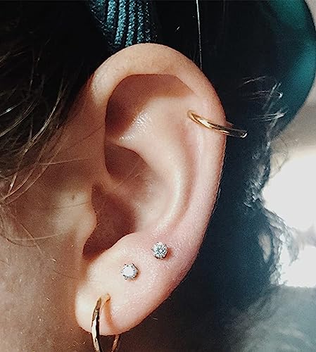 MODRSA Fake Nose Stud Fake Nose Ring Stud Fake Nose Piercing Fake Lip Ring Fake Earrings Stud Silver Gold Fake Cartilage Helix Earring Clip on Earring Hoop Fake Eyebrow Ring Fake Bridge Piercing - color: B2-fake stud - silver