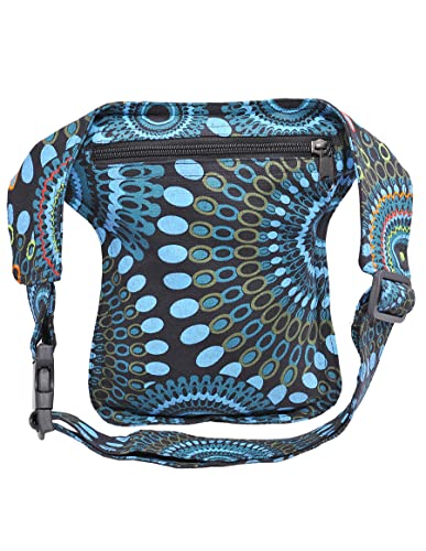 The Collection Royal Handmade Festival Waistpack Boho Hippie Waist Bag Hip Bum Running Belt Fanny Pack Travel Utility Belt (Blk+Blu) - color: Blk+Blu