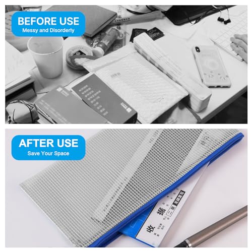100 Pcs A6 Mesh Zipper Pouch Multipurpose Waterproof Pencil Bags 9.4" x 4.5" Small Mesh Zipper Pouches for School Office Supplies Organization, Multicolor Puzzle Bags 10 color